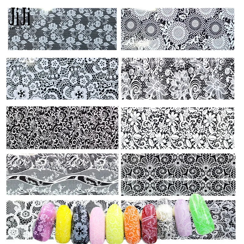 Белая кружевная переводная Фольга для дизайна ногтей 100 см х 4 наклейка наклейки