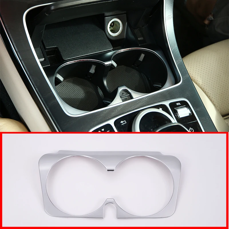 Car Accessories Cup Holder Cover Frame Trim ABS Chrome For Mercedes Benz GLC C Class W205 C180 E W213 E200l E300 2015-2017 | Автомобили и