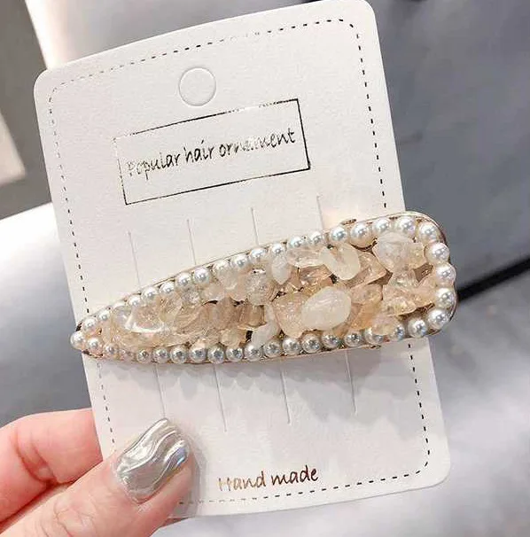 Pearl металлический зажим для волос ободок Гребень Pin Барретт конфеты камень шпильки головной убор аксессуары Красота Инструменты для укладки - Цвет: 2