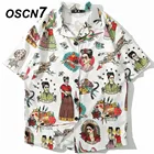 OSCN7 2019 Повседневная рубашка с коротким рукавом и принтом, Мужская Уличная летняя Гавайская пляжная Женская модная Свободная рубашка с коротким рукавом s для мужчин s 1005