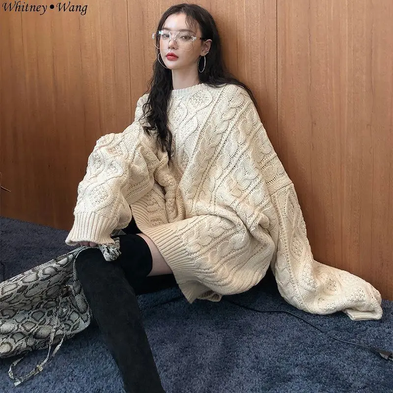 WHITNEY WANG 2018 Autumn Winter Fashion Streetwear Korean Style Classic Argyle Oversize Sweater Women Jumper Pullover Sweaters | Женская