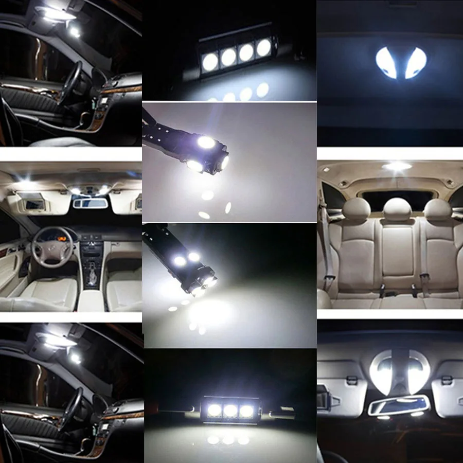 

19X White Car LED Light Kit Interior Dome Map Reading License Plate Reverse Footwell Glove Box Lights 12V