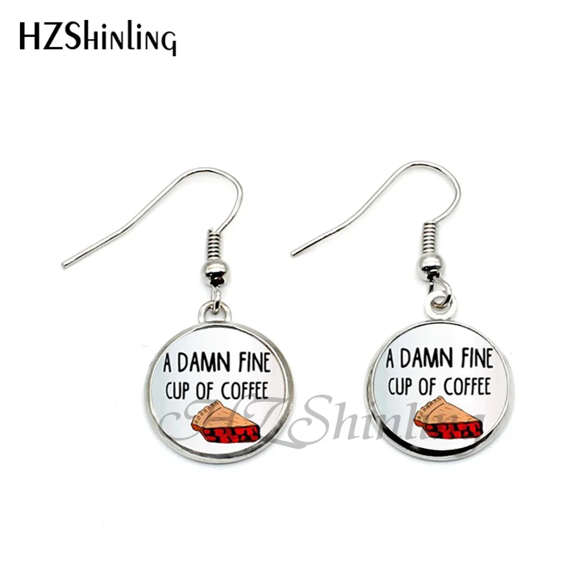 NHE-0109, Новое поступление, серьги-Крючки Твин Пикс, кофейная кружка Твин Пикс, подвеска, ТВ игра, художественное стекло, кабошон, серьги