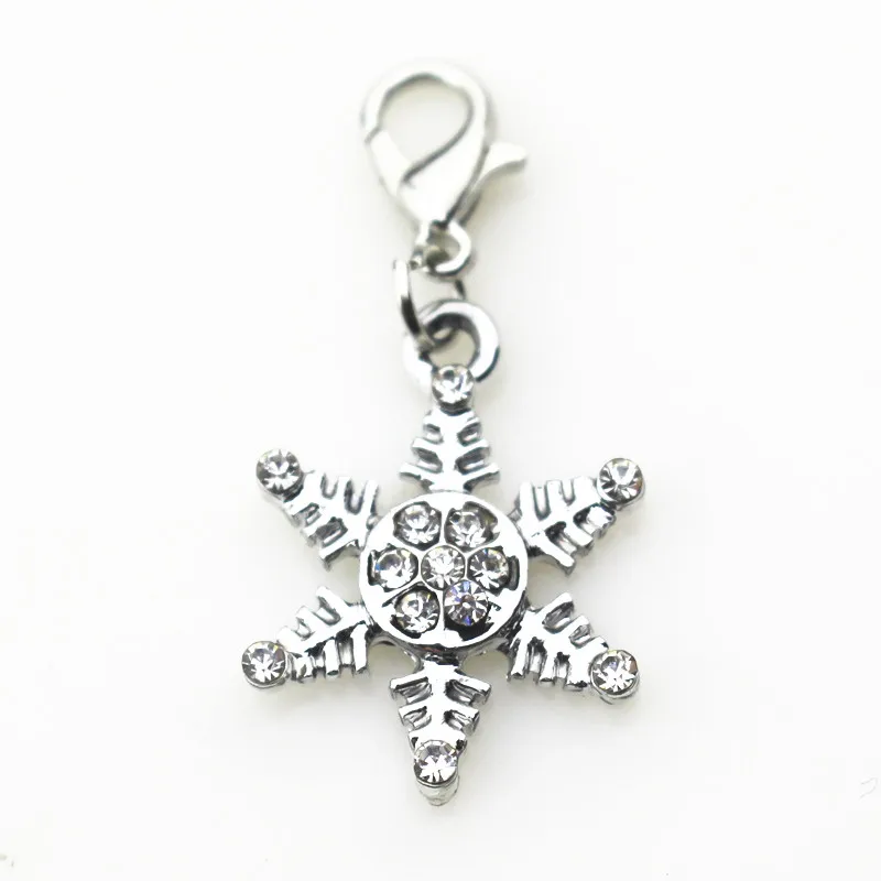 20pcs/lot Crystal snowflake charms dangle lobster clasp hanging floating Diy bracelet pendants jewelry | Украшения и аксессуары