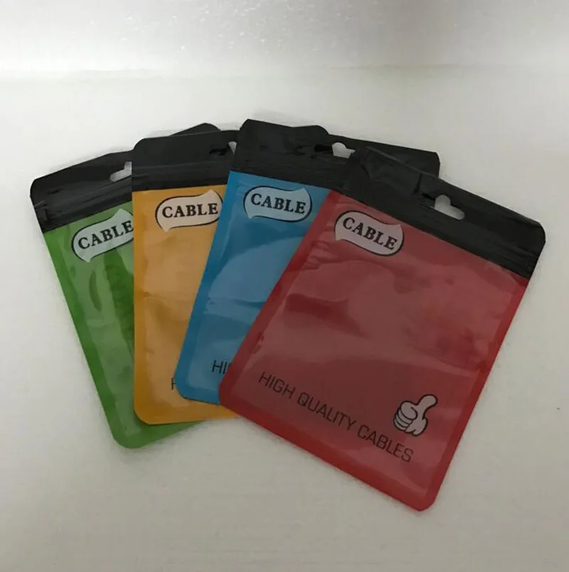 Cheap Simple Red Blue Plastic Zipper Lock Bag for Micro 5PIN Cable Charger Line Thumbs with Hang Hole High Quality | Дом и сад