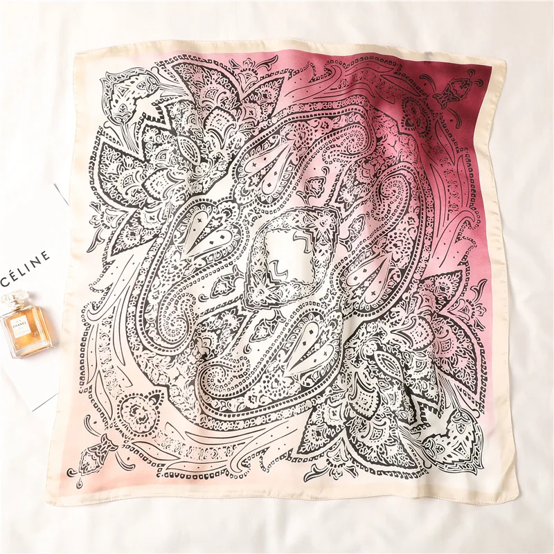 Женский Шелковый квадратный шарф с градиентной атласной шеей Пляжная повязка на