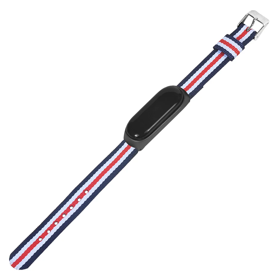 Полосатый холщовый ремешок на запястье для Xiaomi Band 3 Mi металлический корпус