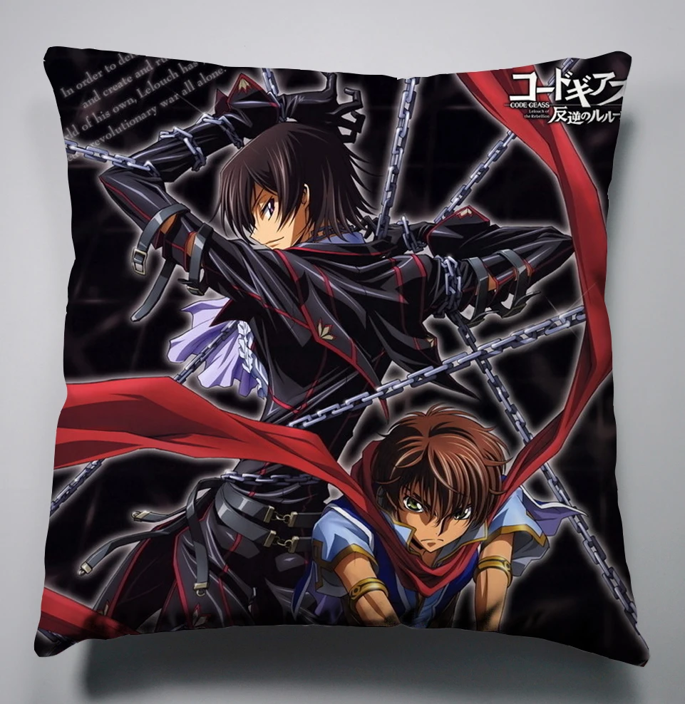 Шелковый Чехол на подушку с Аниме Манга кодом Geass 40x40 см Наволочка декоративный