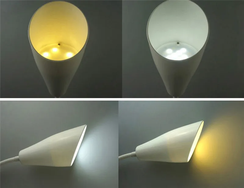 CLAITE Modern Stand Floor Lamp 7W White& Warm White Dimmer USB Desk Reading Light Fixture for Bedroom Living Room