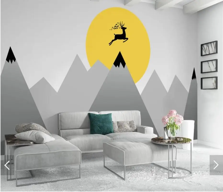 

3D Abstract Geometric ELK Wallpaper Mural Creative Art Wall Wallpaper Murals Bedroom HD Printed Wall Paper Fallow Deer Mural