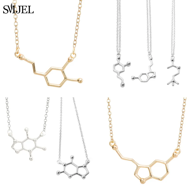 

SMJEL Dopamine Molecule Necklaces Chemical Formula Necklace Fashion Women Serotonin Structure Formula Pendant Graduation Gifts