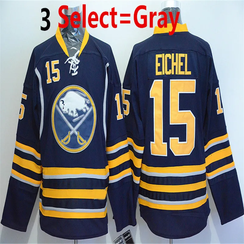 Горячая Мужская #15 Джек Eichel Золото Белый Черный Главная 100% Вышивка Высокого