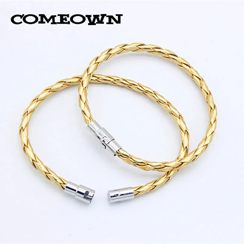 COMEOWN 10 шт 4 мм черный/красный ПУ плетеный кожаный шнур/ожерелье с магнитной