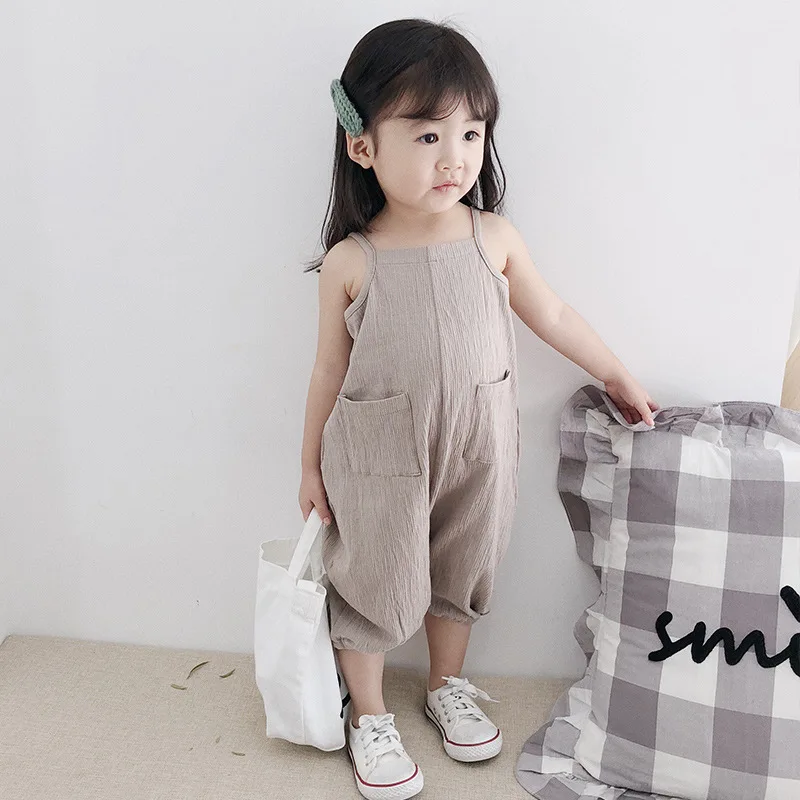 

2019 Baby Girl Summer Casual Overalls Pants kids Infant Strap Pant Children Clothes