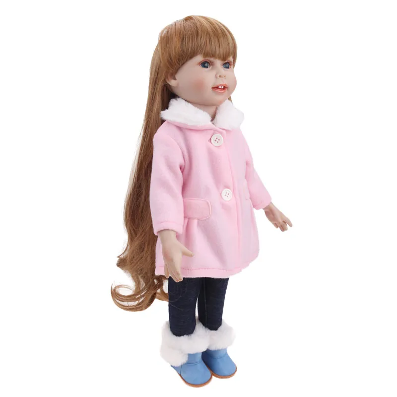 

18 inch Girls doll clothes woolen overcoat set + pant American newborn Dress accessories Baby toys fit 43 cm baby dolls c730