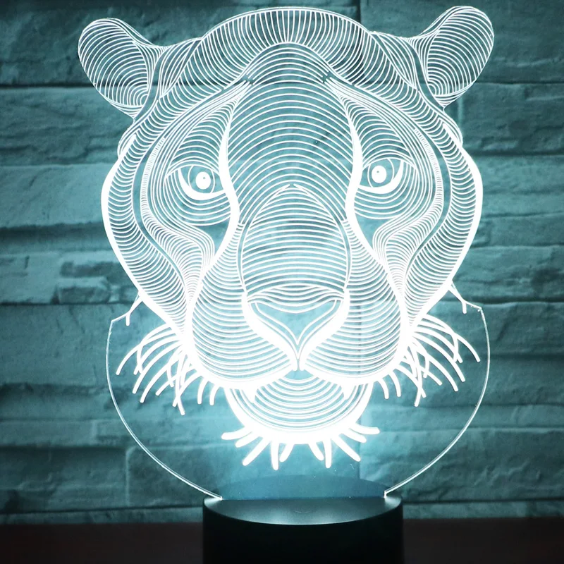 3D светодиодный ночник s Lion с 7 цветами светильник для украшения дома потрясающая