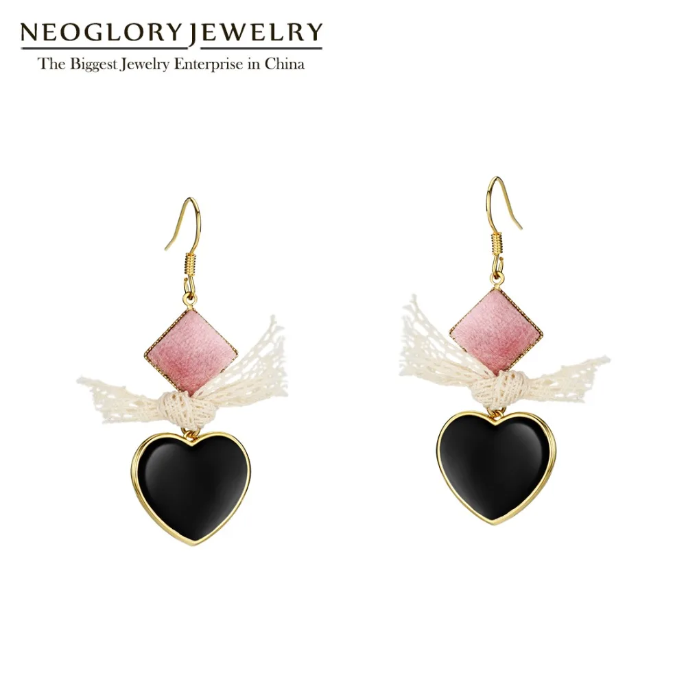 Серьги подвески Neoglory в виде милых сердечек женские серьги из плюша розовые