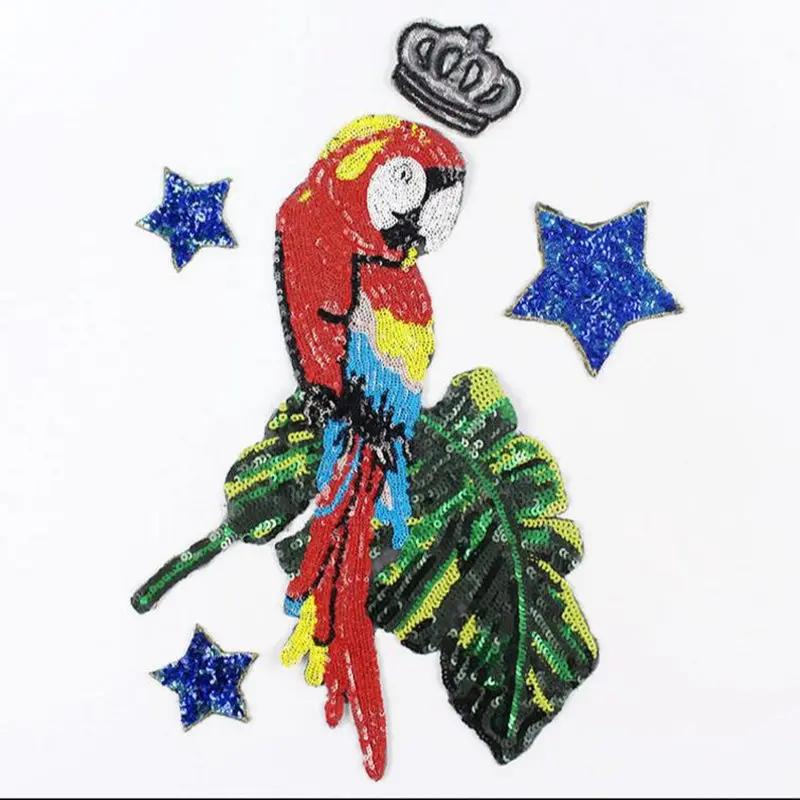 Высококачественные нашивки с блестками на заказ большие в виде попугаев