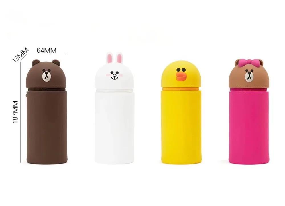 Pencil Case 3D Cartoon Cute Pen Telescopic Silicone Case Bag Multi-functional Stationery Pencil Bag