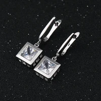 madrry 6 colors rhinestone drop earrings for women cubic zirconia silver color square brincos wedding party accessory pendientes