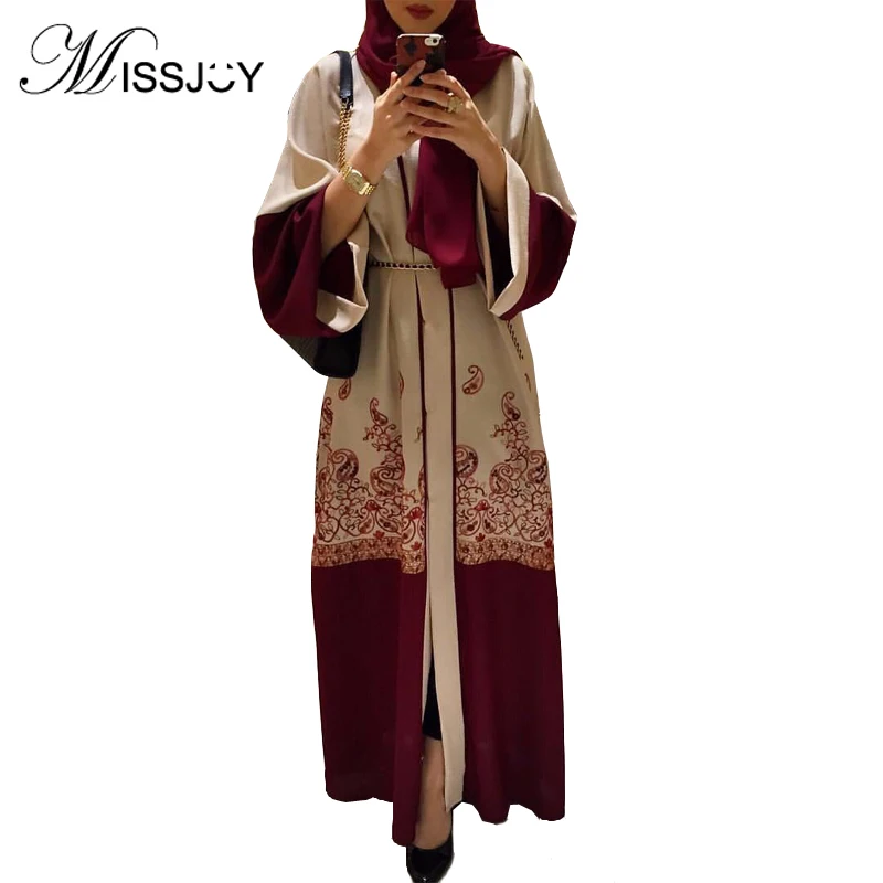 Новинка 2018 г. мусульманская абайя MISSJOY турецкое Макси Платье кафтан с рукавами