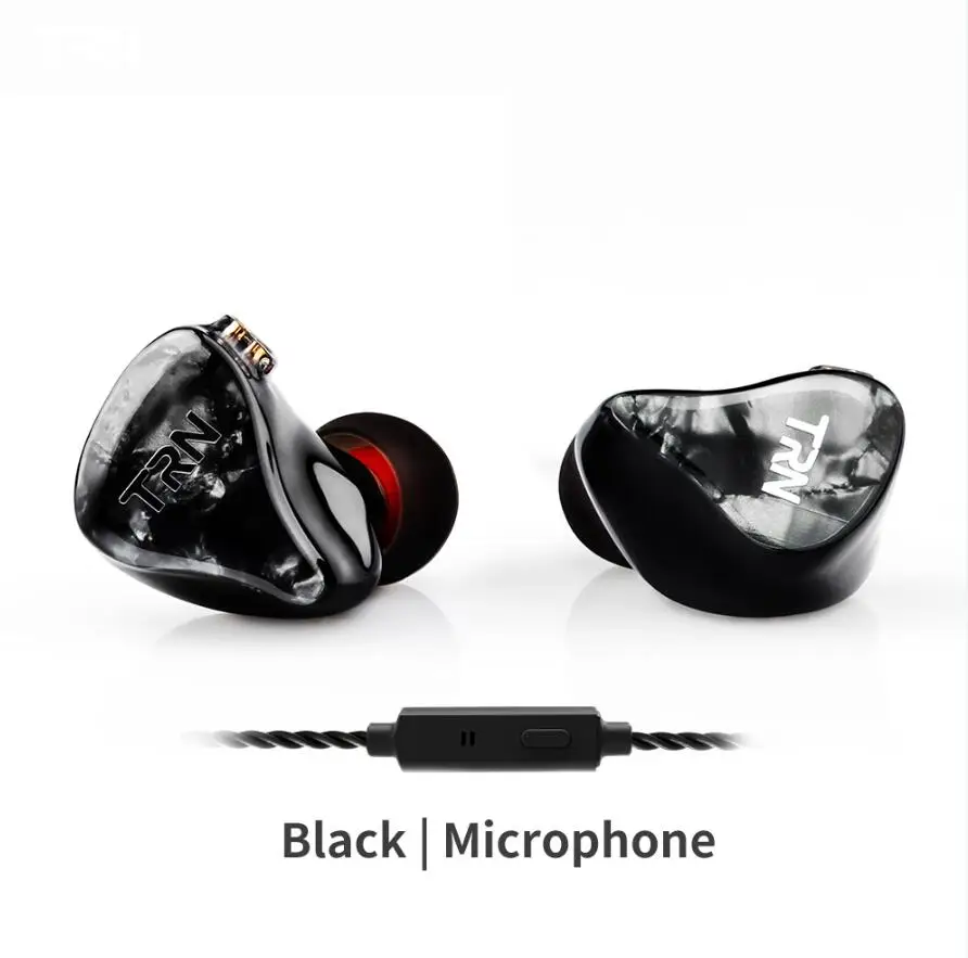 Black with mic TRN IM2 1BA+ 1DD гибридные наушники контролировать бег спортивные наушники HIFI гарнитура Заказные наушники съемный Отсоединяемый 2Pin кабель - Цвет: Black with mic