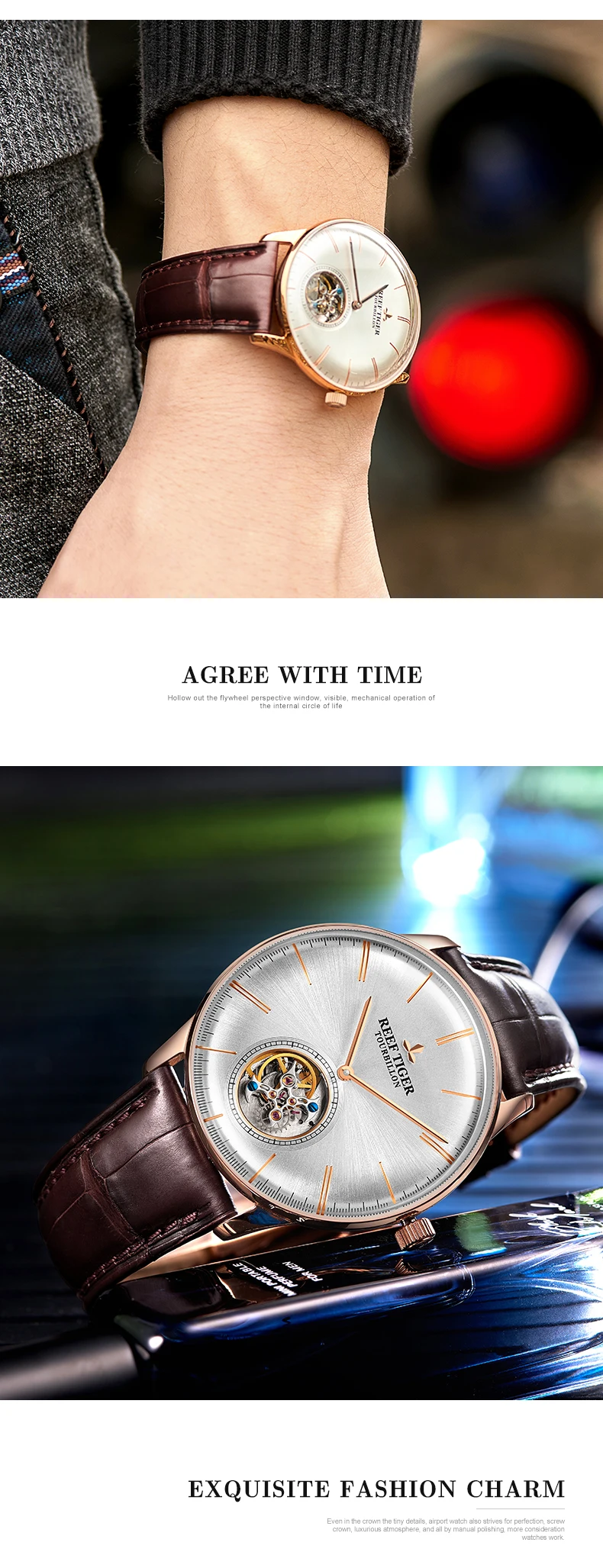 Риф Тигр/RT лучший бренд класса люкс для мужчин chaincal Tourbillon часы сапфировое стекло розовое золото часы relogio masculino RGA1930
