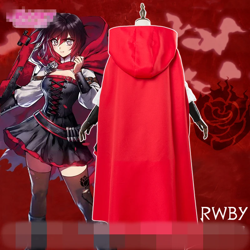 RWBY 3 seasonv Рубиновая Роза костюм для косплея плащ красное боевое платье Хэллоуина
