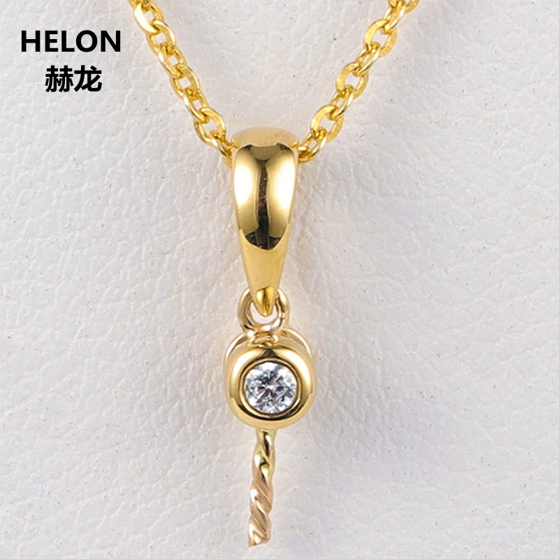 Solid 14k Yellow Gold 8-15mm Pearl Semi Mount Pendant for Women 0.026ct SI/H Natural Diamonds Fine Jewelry Setting | Украшения и