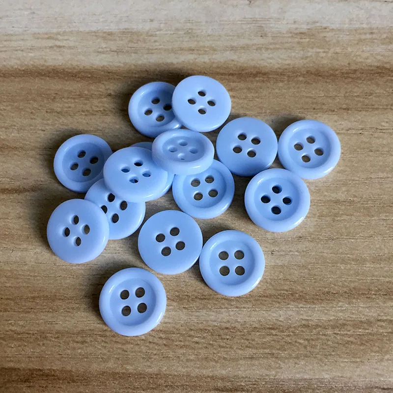 

SHINE 100PCs Resin Sewing Buttons Scrapbooking Round Light Blue Four Holes 11.5mm Costura Botones decorate bottoni botoes