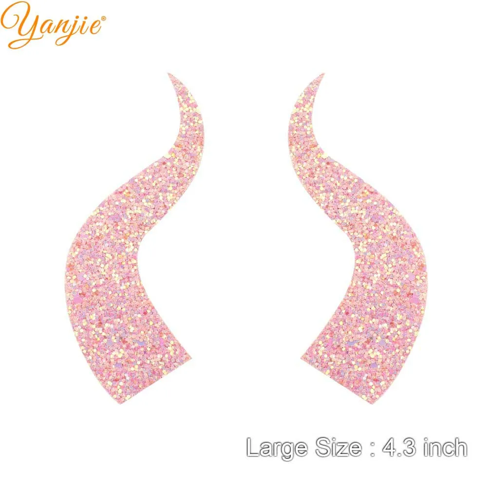 large-chunky pink 10pairs/lot Glitter Felt Devil Horn For Girls Women Headband Hot Sale Halloween Party Kids Hair Bow DIY Hair Accessories - Цвет: large-chunky pink