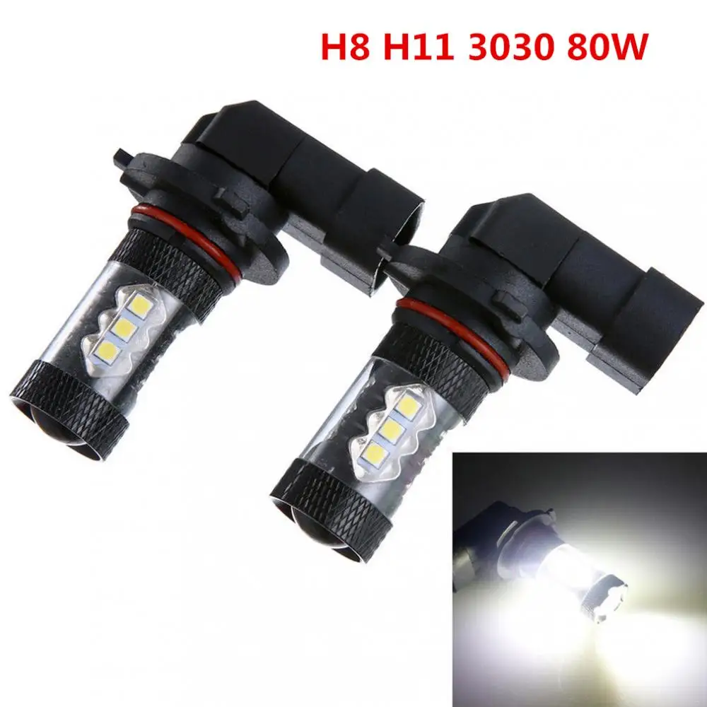

2pcs High Power H8 H11 80W LED Fog Driving Car Head Lights Lamp Bulb Super White 6500K