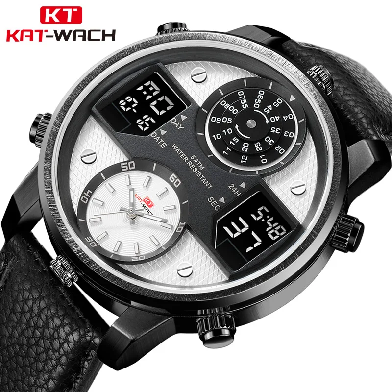 

Kat-Wach Men's Business Watches Chronograph Analog Quartz Watch Date Luminous Hands Waterproof Silicone Rubber Strap Wristwatch