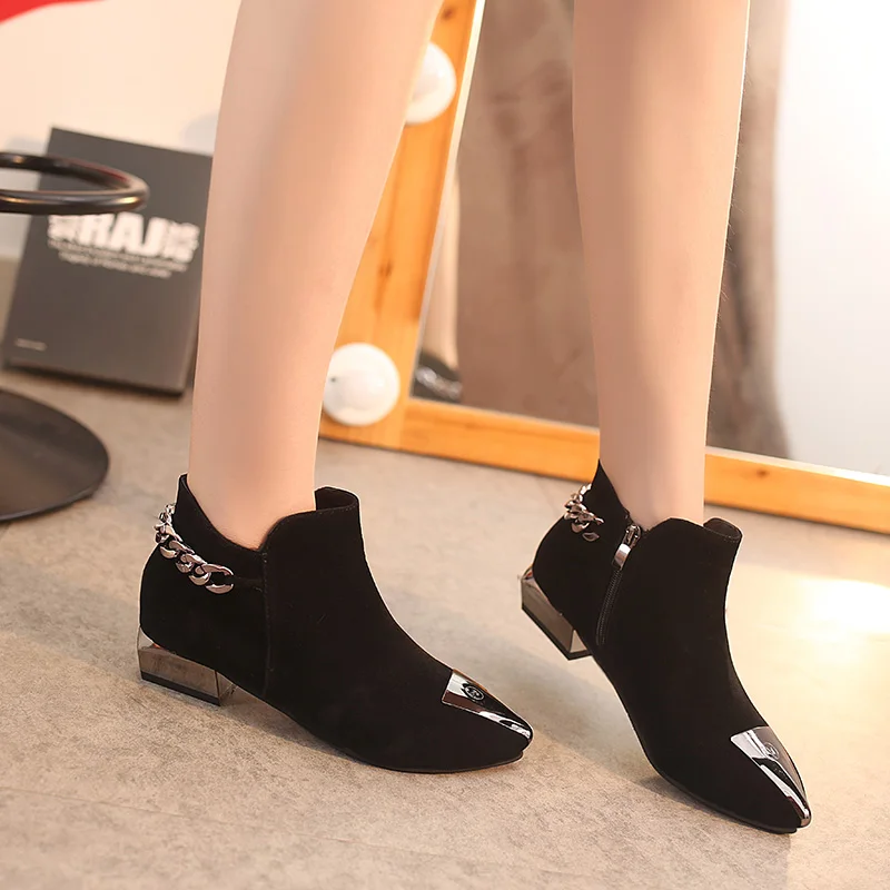 Новинка 2018 модные женские классические ботинки осенняя теплая обувь на меху