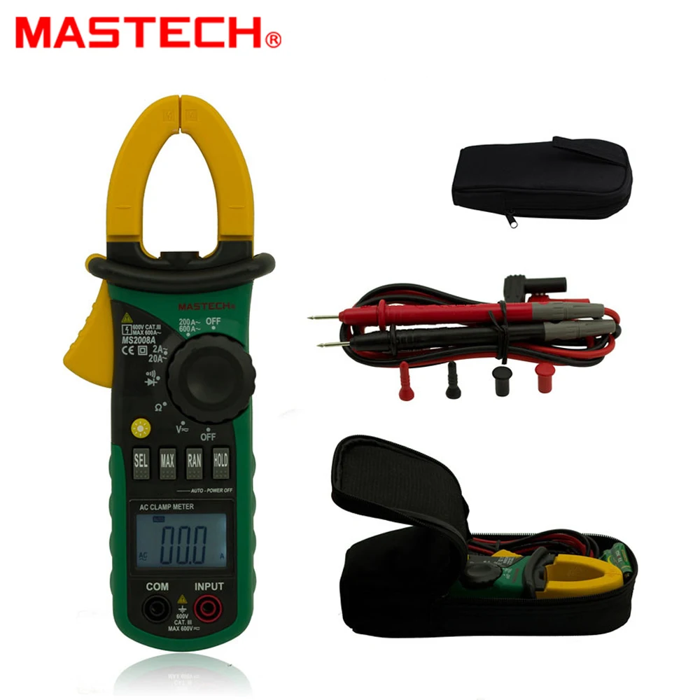 MASTECH MS2008A цифровой клещи Автоматический диапазон Амперметр Вольтметр Омметр с ЖК