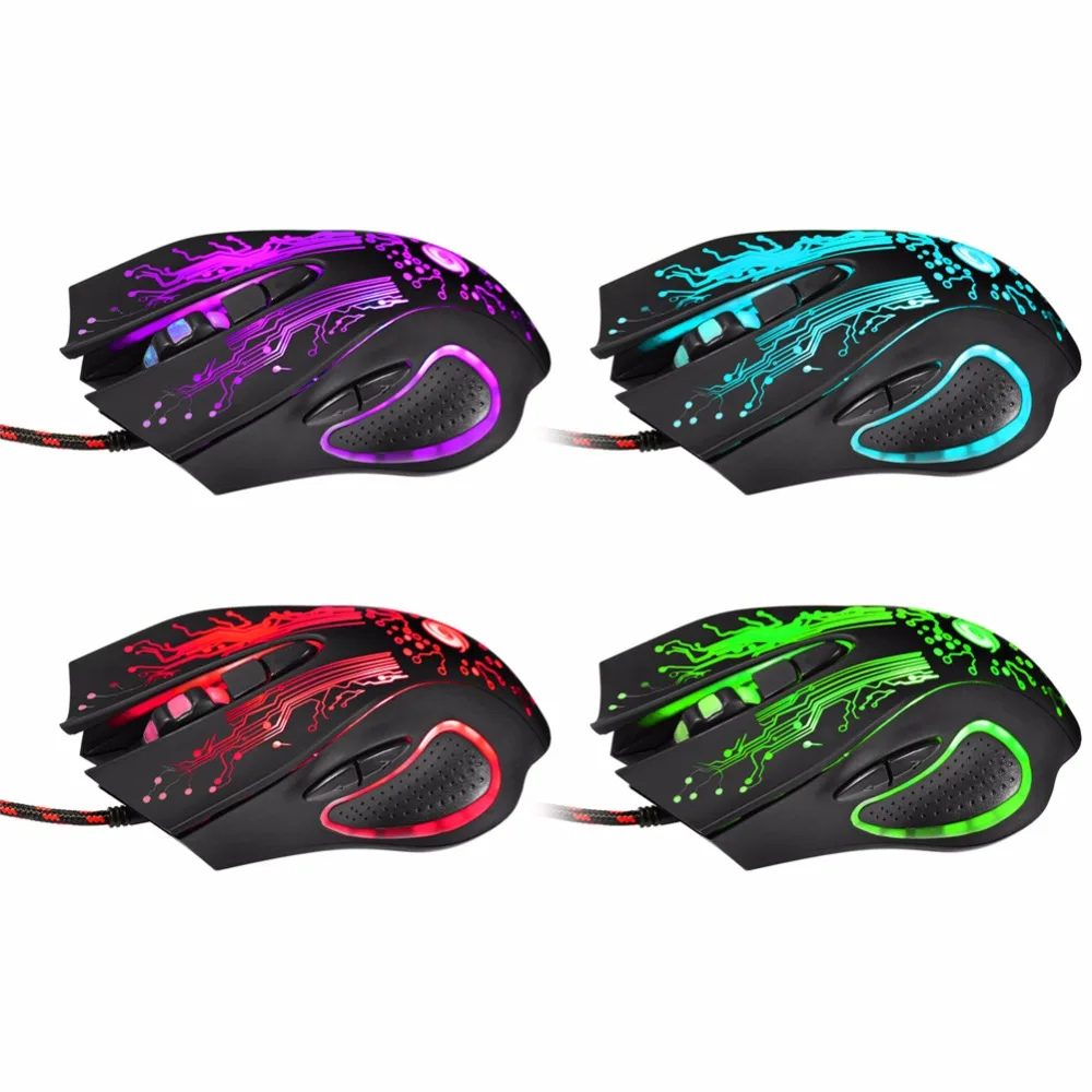 usb wired led light optical gaming mouse 6 buttons 3200 dpi computer pc gamer mice backlight esports laptop games mouse for pubg free global shipping