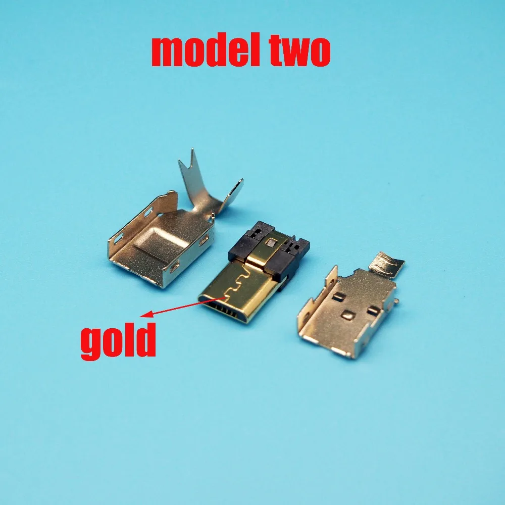 10 компл./лот 3 в 1 DIY Micro usb 5P штекер паяльный металлический корпус| |