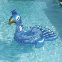 giant 78inch inflatable adults pretty peacock pool float with cup holder handles swimming ride on mattress beach water fun toys