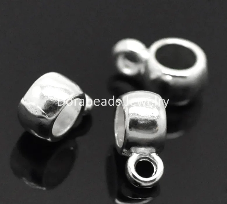 

8SEASONS 100PCs silver-color Bail Beads 9x4mm( 3/8"x 1/8") (B19698)