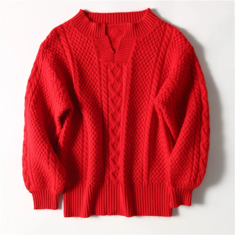 Женский короткий пуловер кашемировый полушерстяной вязаный свитер