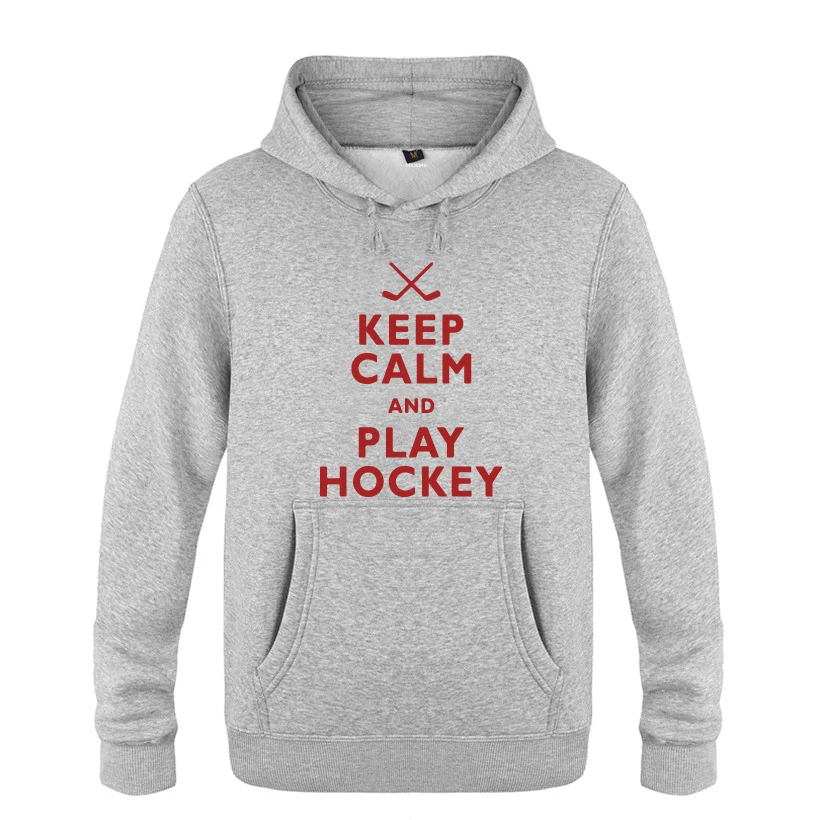 С надписью «Keep Calm and Play Хоккей Творческий толстовки, новинка Для мужчин Для мужчин с капюшоном пуловер с начёсом Толстовка - Цвет: HUIY HOT