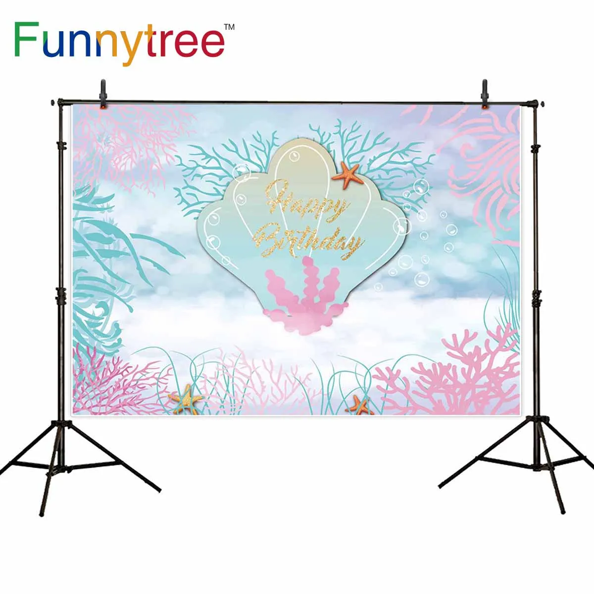 Фон для фотосъемки с изображением Funnytree под морем вечеринки в виде ракушки Синий