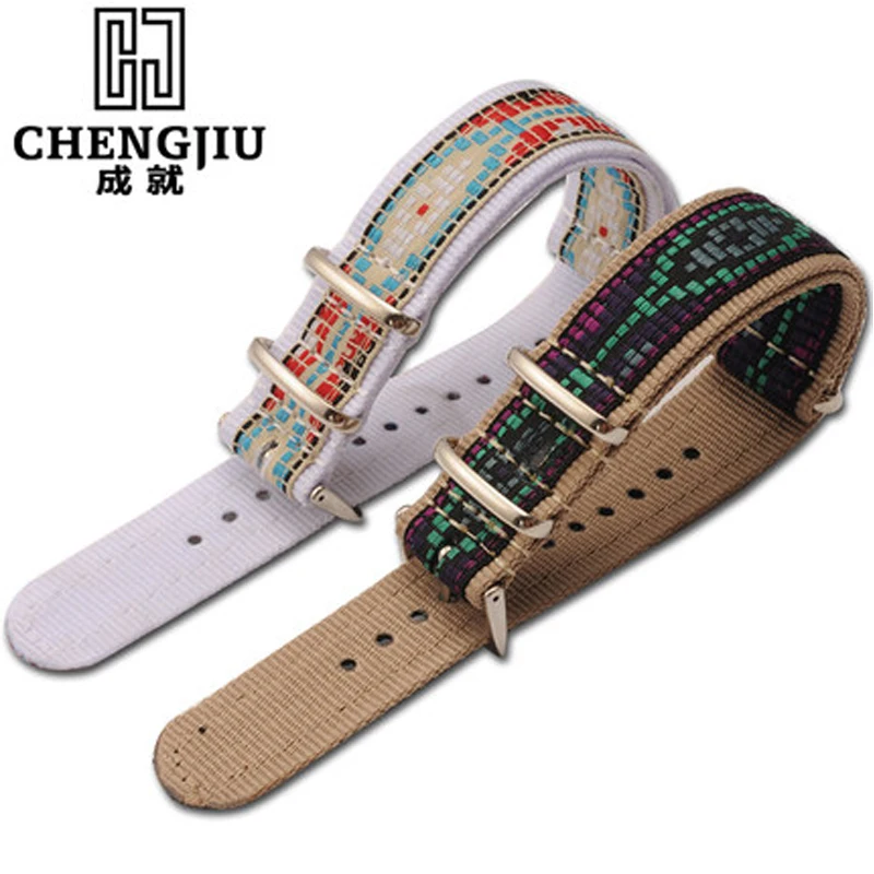 18 20 мм Мужской нейлоновый ремешок для часов DW/Timex/Lumingus часы Этническая Вышивка на