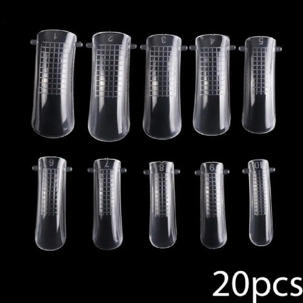 20pcs 100 шт./кор. накладные ногти УФ расширение строитель Маникюр быстро клей для ресниц поли гель пресс-форм Градуированный форма для изготовления гвоздей, ногти "сделай сам", товары для рукоделия - Цвет: 20pcs
