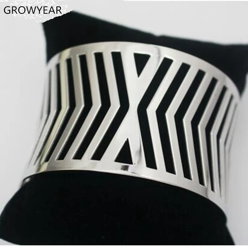 Панк стиль серебряный цвет полые широкие из нержавеющей стали Геометрические