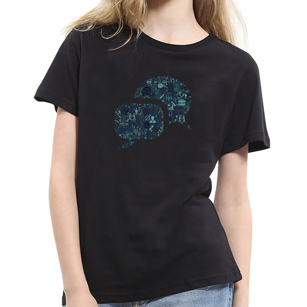 2017 г. Модные женские сообщение символ печати Футболка дышащие любителей футболка