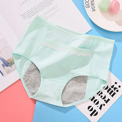 Небесно-голубой 2pcs/Set Cotton Physiological Period Leak Proof Menstrual Panties Breathable Seamless Soft High Quality Women Underwear Breifs - Цвет: Небесно-голубой
