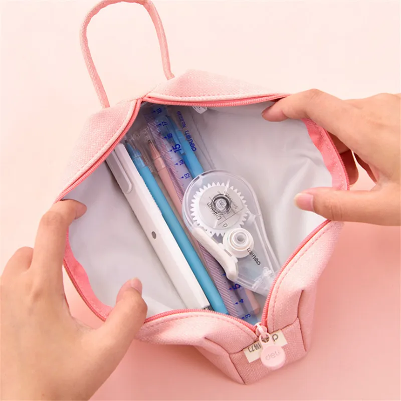 Простой небольшой свежий пенал на молнии вместительная Студенческая мультяшная