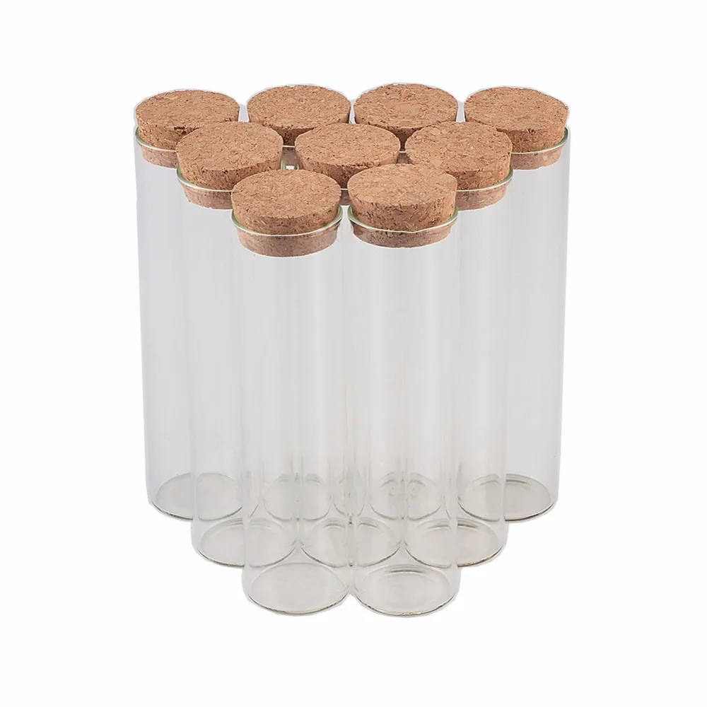 

50 pcs 30x100mm 50ml Flat Bottom Glass Tube Bottles With Corks Empty Scented Tea Jars Containers Wishing Stars Vials