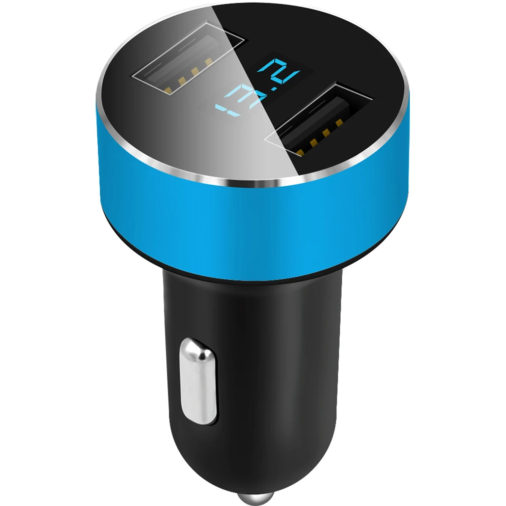 Автомобильное зарядное устройство с двумя портами USB быстрое 5V 3.1A светодиодный